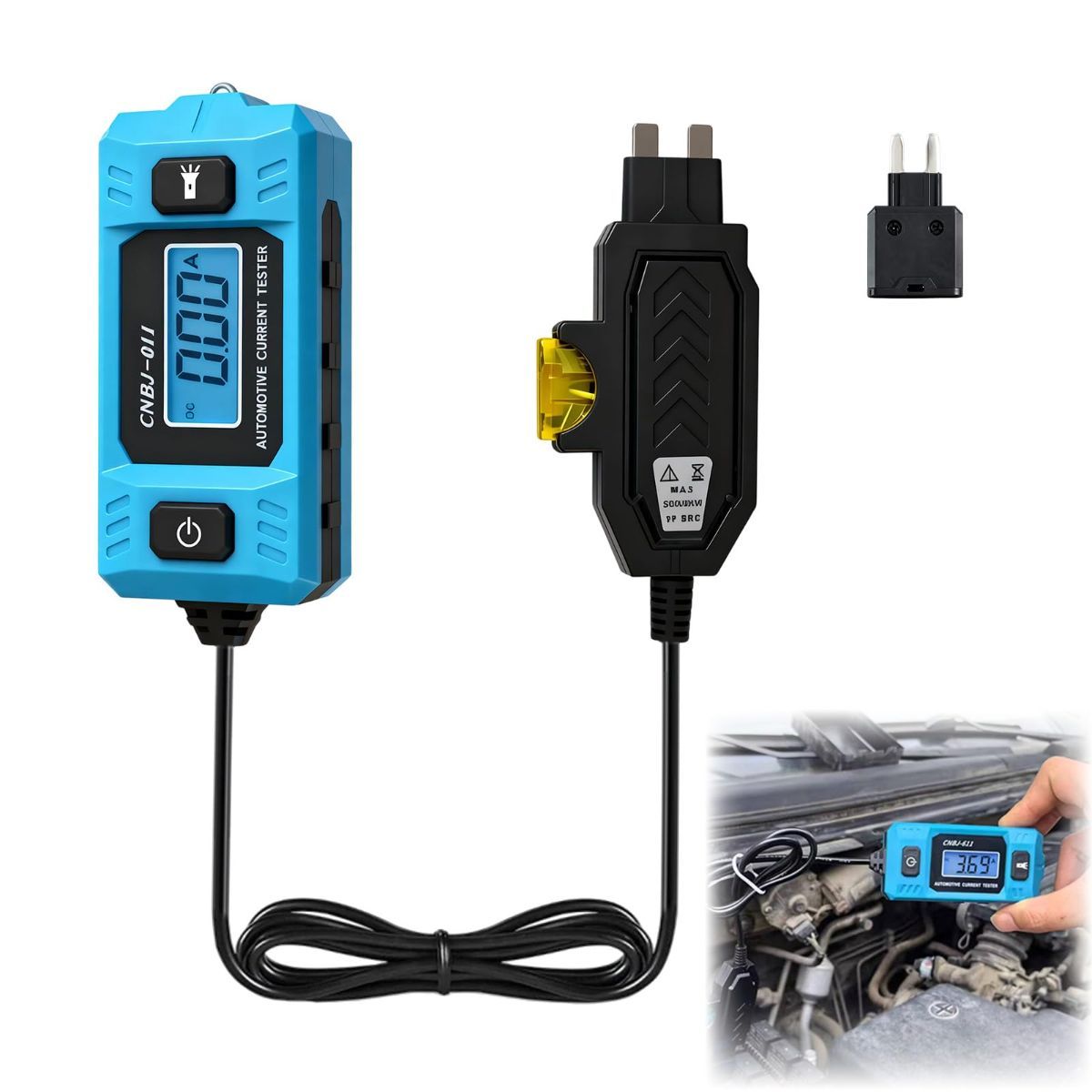 Automotive Circuit Fault Probe Tester, 20A 48V-High-Precision Current Tester, 2-in-1 Wire Tracer Short Finder, Car Relay Fuse Checker with LED Display & Front Light - Image 1