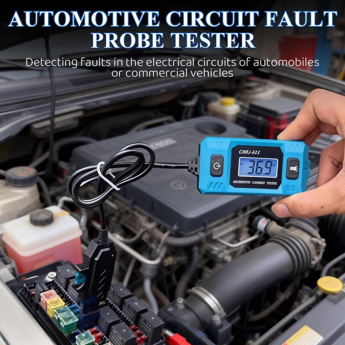 Automotive Circuit Fault Probe Tester, 20A 48V-High-Precision Current Tester, 2-in-1 Wire Tracer Short Finder, Car Relay Fuse Checker with LED Display & Front Light - Image 3