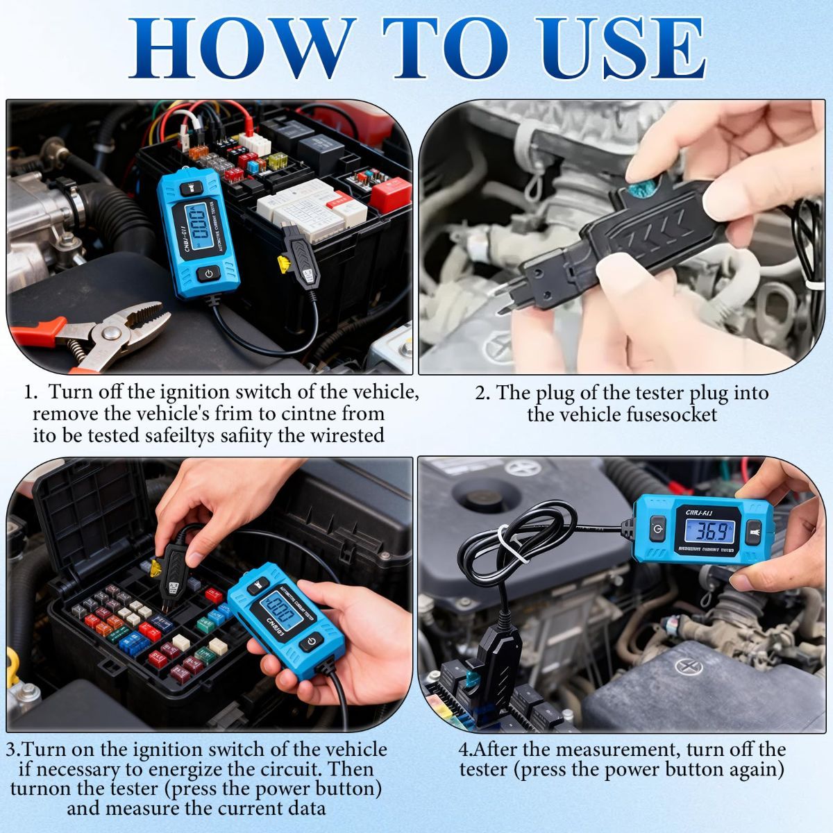 Automotive Circuit Fault Probe Tester, 20A 48V-High-Precision Current Tester, 2-in-1 Wire Tracer Short Finder, Car Relay Fuse Checker with LED Display & Front Light - Image 5