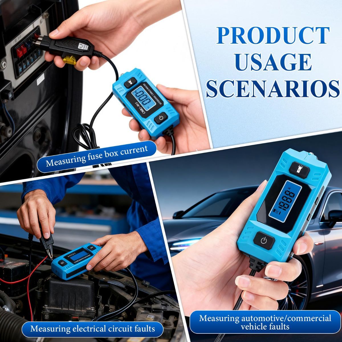 Automotive Circuit Fault Probe Tester, 20A 48V-High-Precision Current Tester, 2-in-1 Wire Tracer Short Finder, Car Relay Fuse Checker with LED Display & Front Light - Image 6