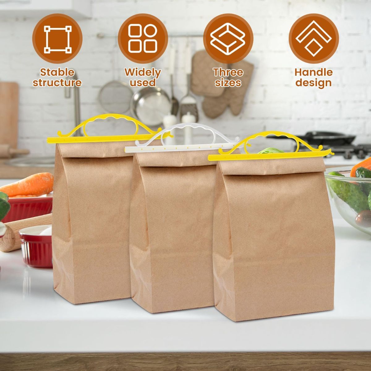 12Pcs Handheld Bag Clips For Food Storage, Reusable Chip Bag Clips With Handle, Grip Sticks Bag Sealers, Strong Load Bearing Sealing Clips For Snack Cereal - Image 5