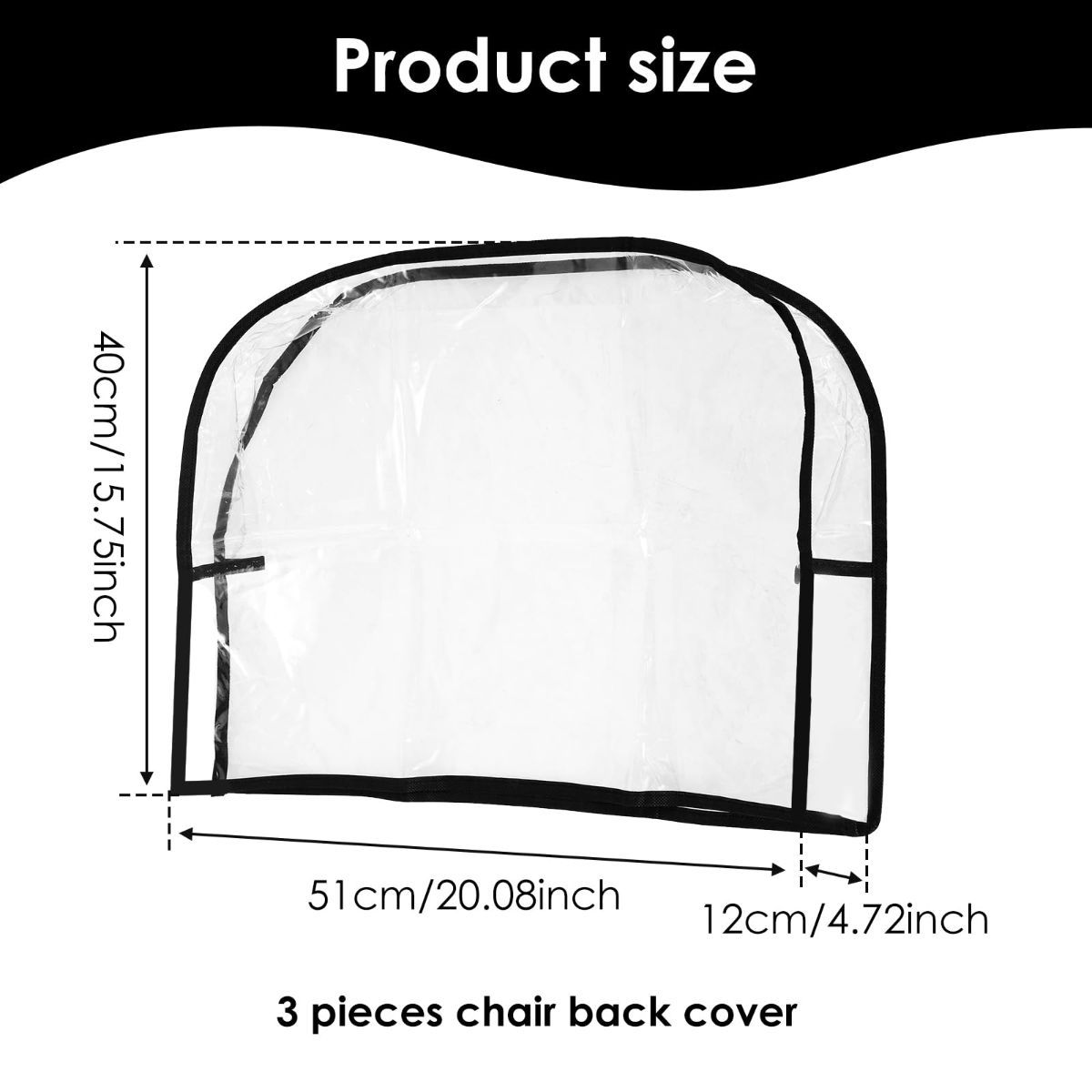 3Pcs Salon Chair Cover, PVC Clear Chair Back Covers, Waterproof Salon Chair Covers Protectors, Soft Salon Chair Back Cover, Fits Most Standard Salon Chairs Office Chairs, 20