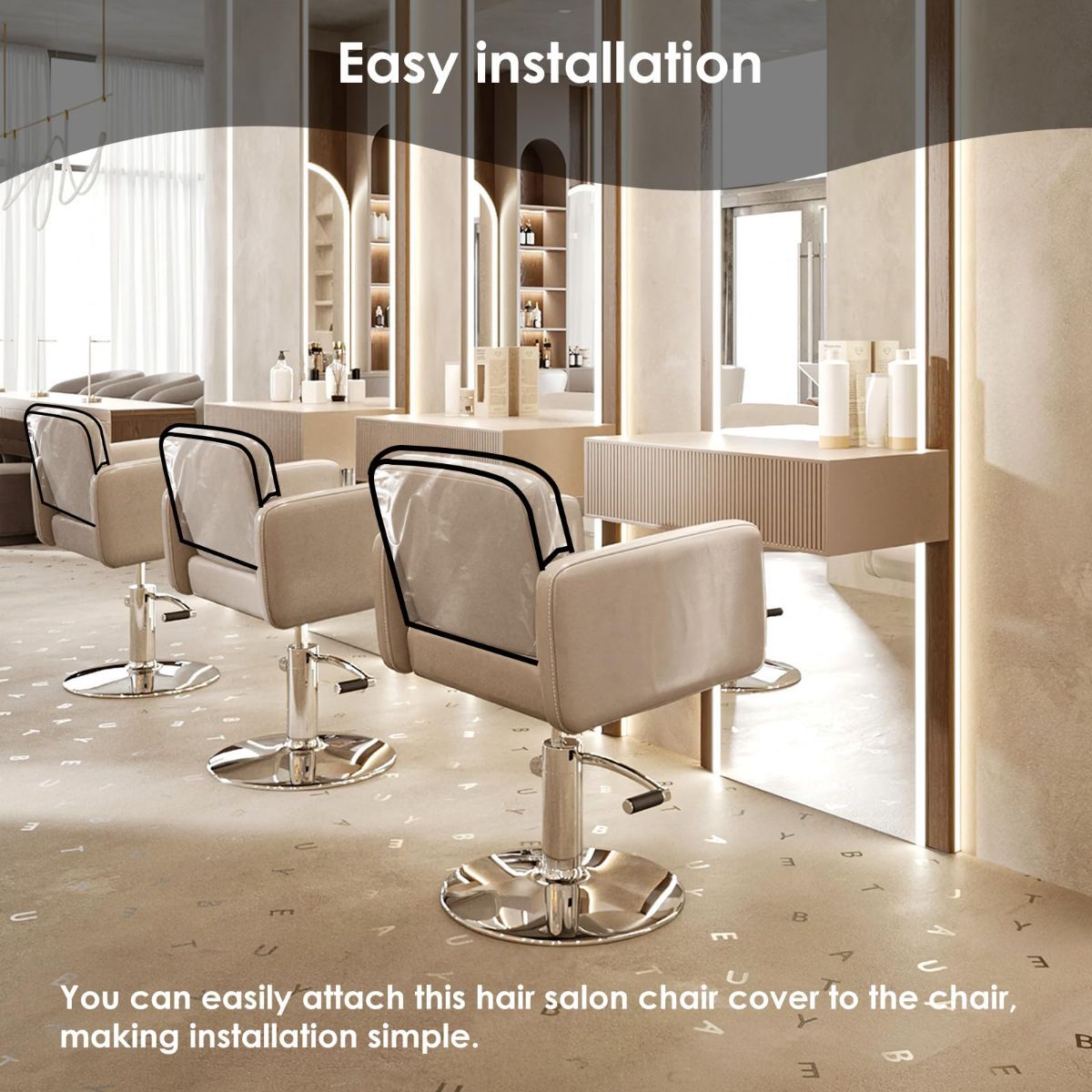 3Pcs Salon Chair Cover, PVC Clear Chair Back Covers, Waterproof Salon Chair Covers Protectors, Soft Salon Chair Back Cover, Fits Most Standard Salon Chairs Office Chairs, 20
