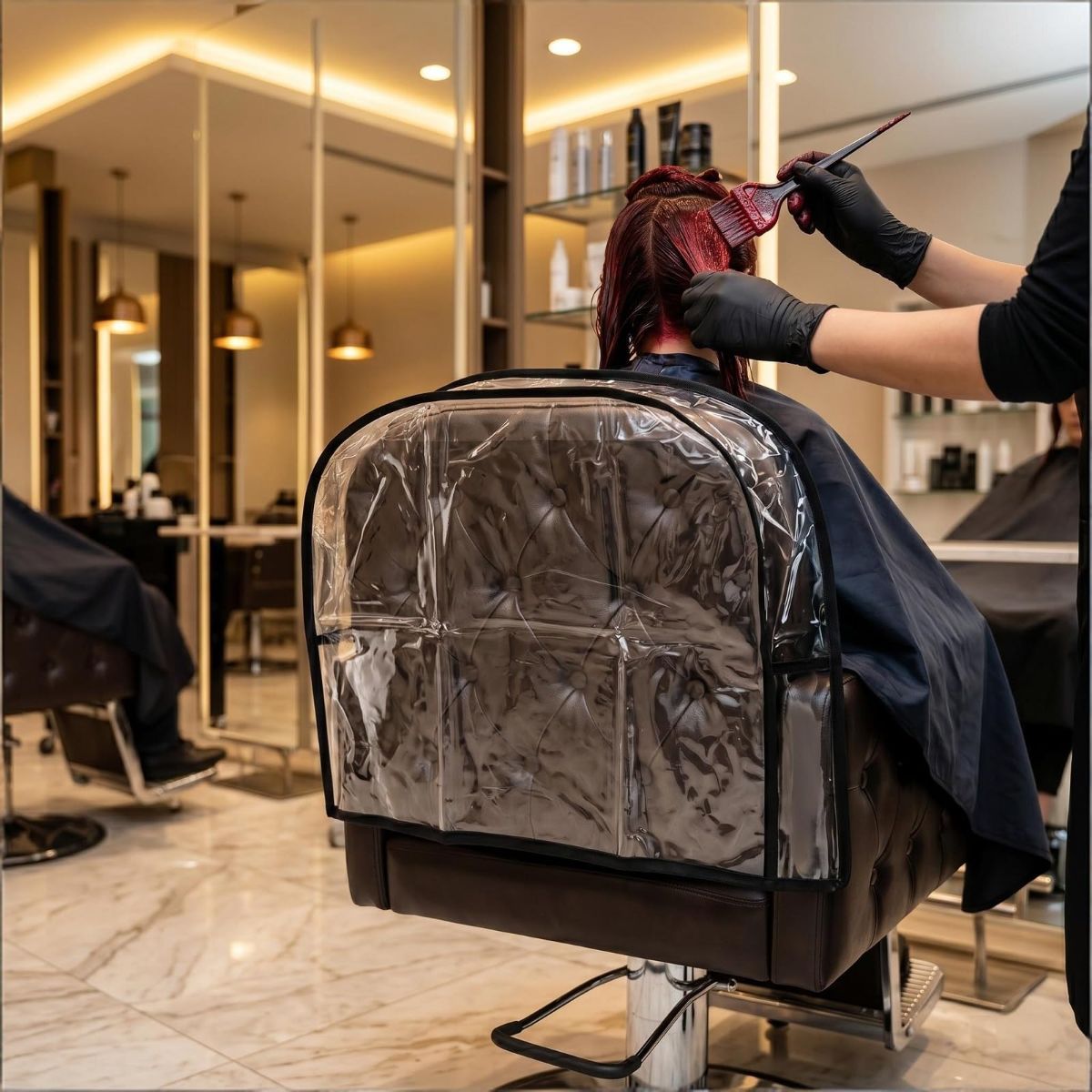 3Pcs Salon Chair Cover, PVC Clear Chair Back Covers, Waterproof Salon Chair Covers Protectors, Soft Salon Chair Back Cover, Fits Most Standard Salon Chairs Office Chairs, 20