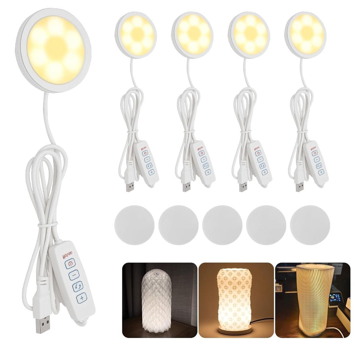 5Pcs LED Lamp Kit 001 for Bambu Lab, 3 Color Temperature 3D Printer LED Lamp Kit, Adjustable Brightness 3D Printed DIY Hardware Model Spare Parts, 5V USB Powered - Image 2