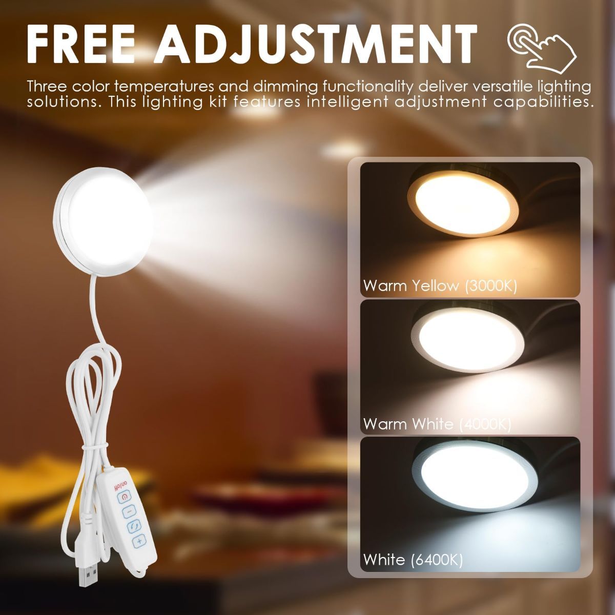 5Pcs LED Lamp Kit 001 for Bambu Lab, 3 Color Temperature 3D Printer LED Lamp Kit, Adjustable Brightness 3D Printed DIY Hardware Model Spare Parts, 5V USB Powered - Image 4