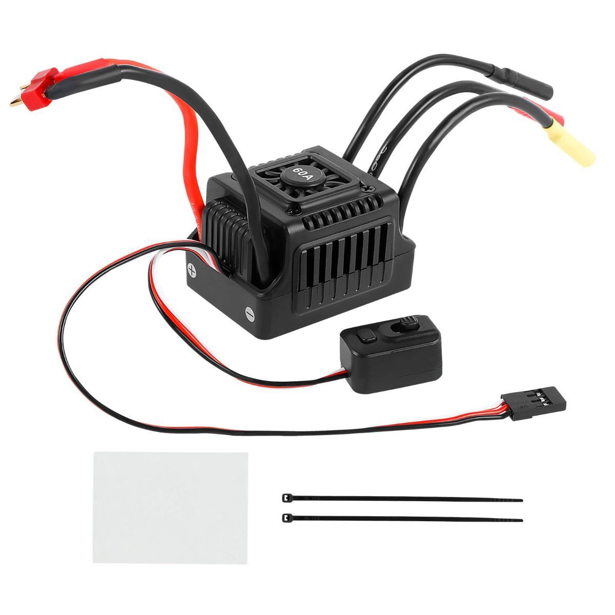 New Brushless Sensorless ESC, 60A Waterproof Dustproof Brushless Smart ESC, Sensorless Motor Combo, Multiple Protection Brushless ESC for 1/10 RC Car Truck Outdoor (T Plug) - Image 1
