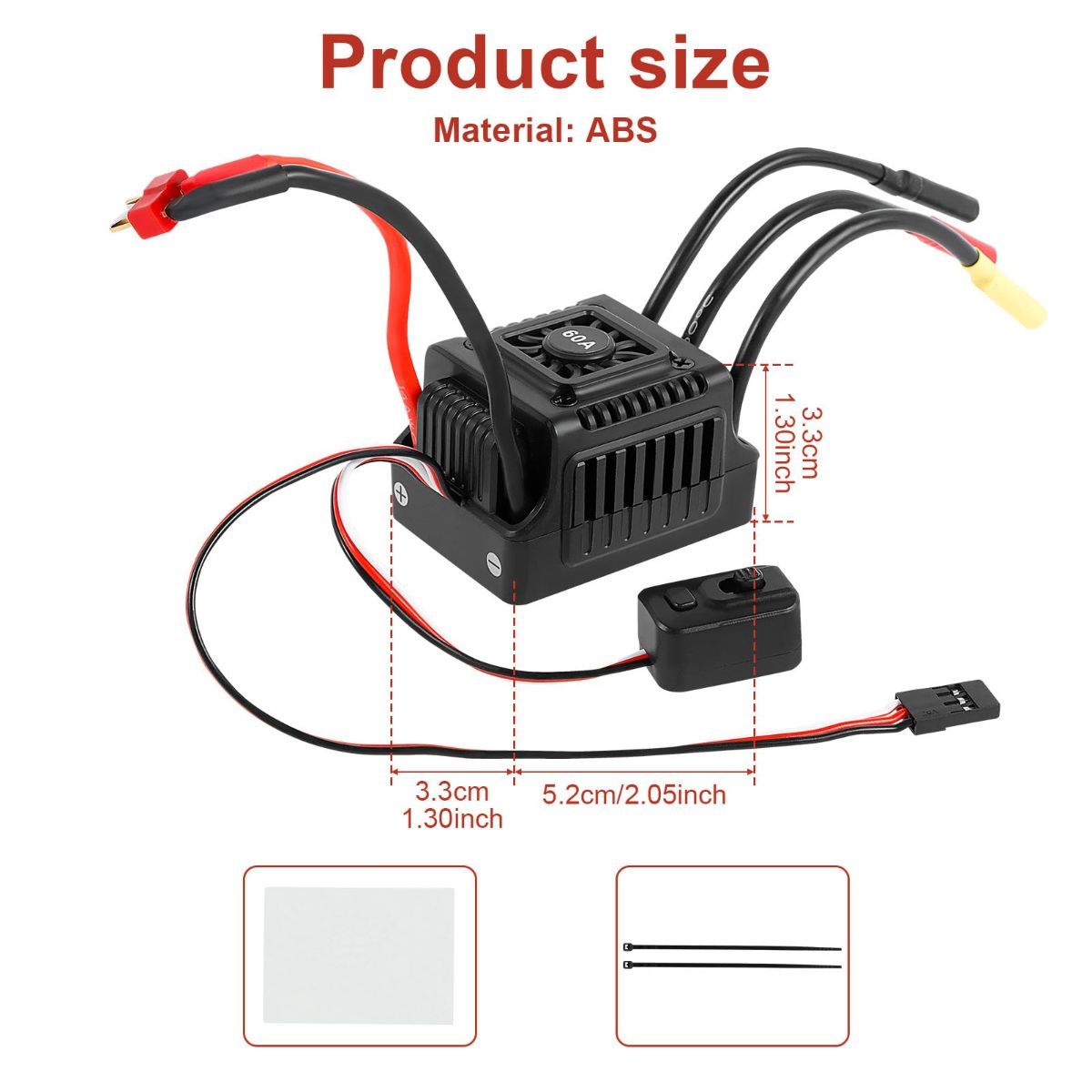 New Brushless Sensorless ESC, 60A Waterproof Dustproof Brushless Smart ESC, Sensorless Motor Combo, Multiple Protection Brushless ESC for 1/10 RC Car Truck Outdoor (T Plug) - Image 2