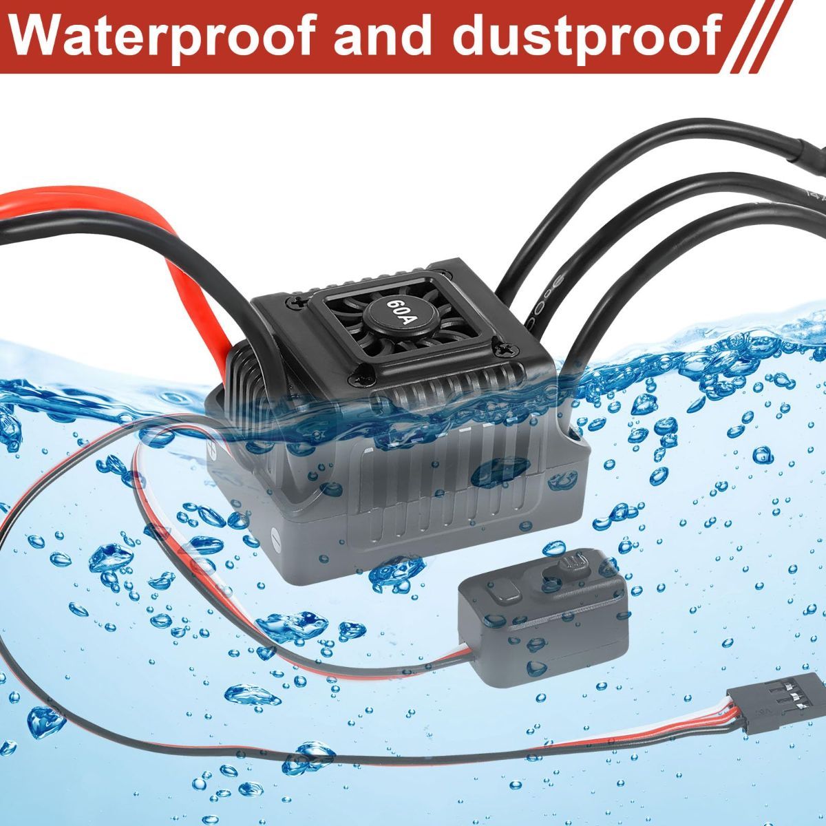 New Brushless Sensorless ESC, 60A Waterproof Dustproof Brushless Smart ESC, Sensorless Motor Combo, Multiple Protection Brushless ESC for 1/10 RC Car Truck Outdoor (T Plug) - Image 7