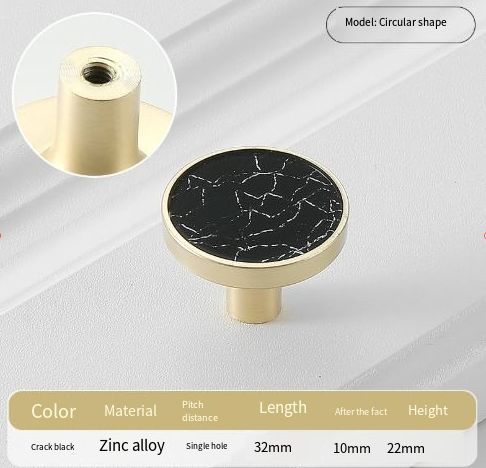 8Pcs Drawer Knob Set, Zinc Alloy Dresser Pull with Screws, Decorative Drawer Handle, Exquisite Furniture Knob for Closet Dresser Door - Black - Size 22mm - Image 1