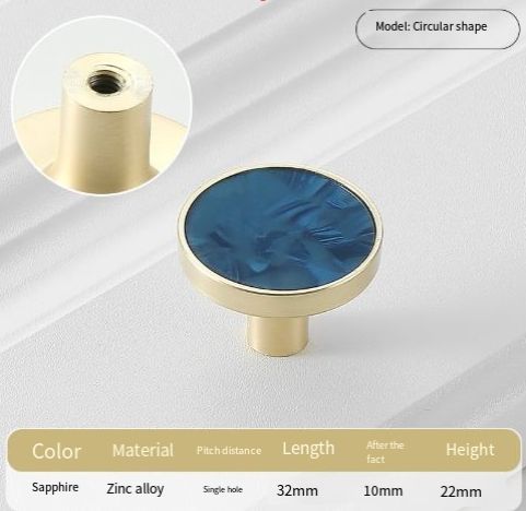 8Pcs Drawer Knob Set, Zinc Alloy Dresser Pull with Screws, Decorative Drawer Handle, Exquisite Furniture Knob for Closet Dresser Door - Blue - Size 22mm - Image 1