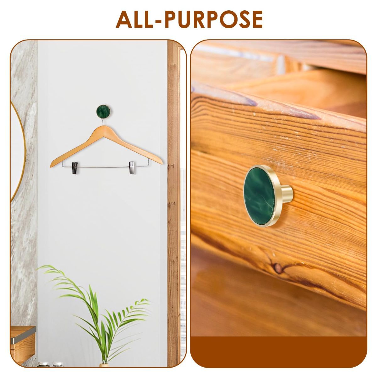 8Pcs Drawer Knob Set, Zinc Alloy Dresser Pull with Screws, Decorative Drawer Handle, Exquisite Furniture Knob for Closet Dresser Door - Green - Size 22mm - Image 5