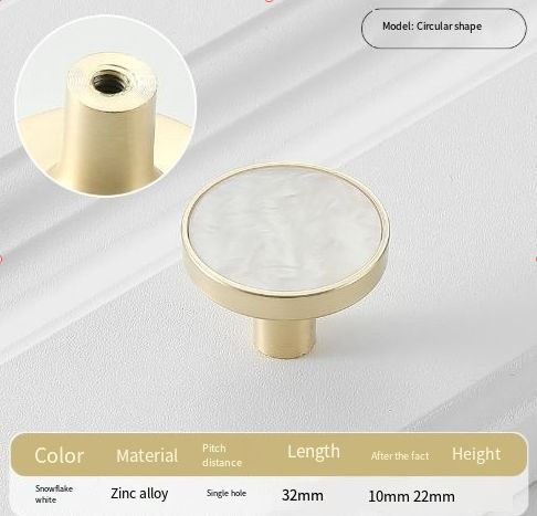 8Pcs Drawer Knob Set, Zinc Alloy Dresser Pull with Screws, Decorative Drawer Handle, Exquisite Furniture Knob for Closet Dresser Door - White - Size 22mm - Image 1