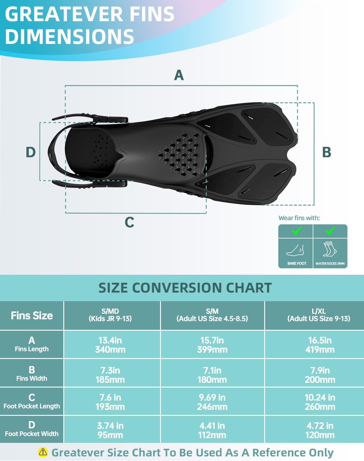 Gray Adjustable Open Heel Snorkel Fins, Travel-Size Short Swim Flippers for Snorkeling, Diving & Swimming, Adult Men & Women（S/M） - Image 6