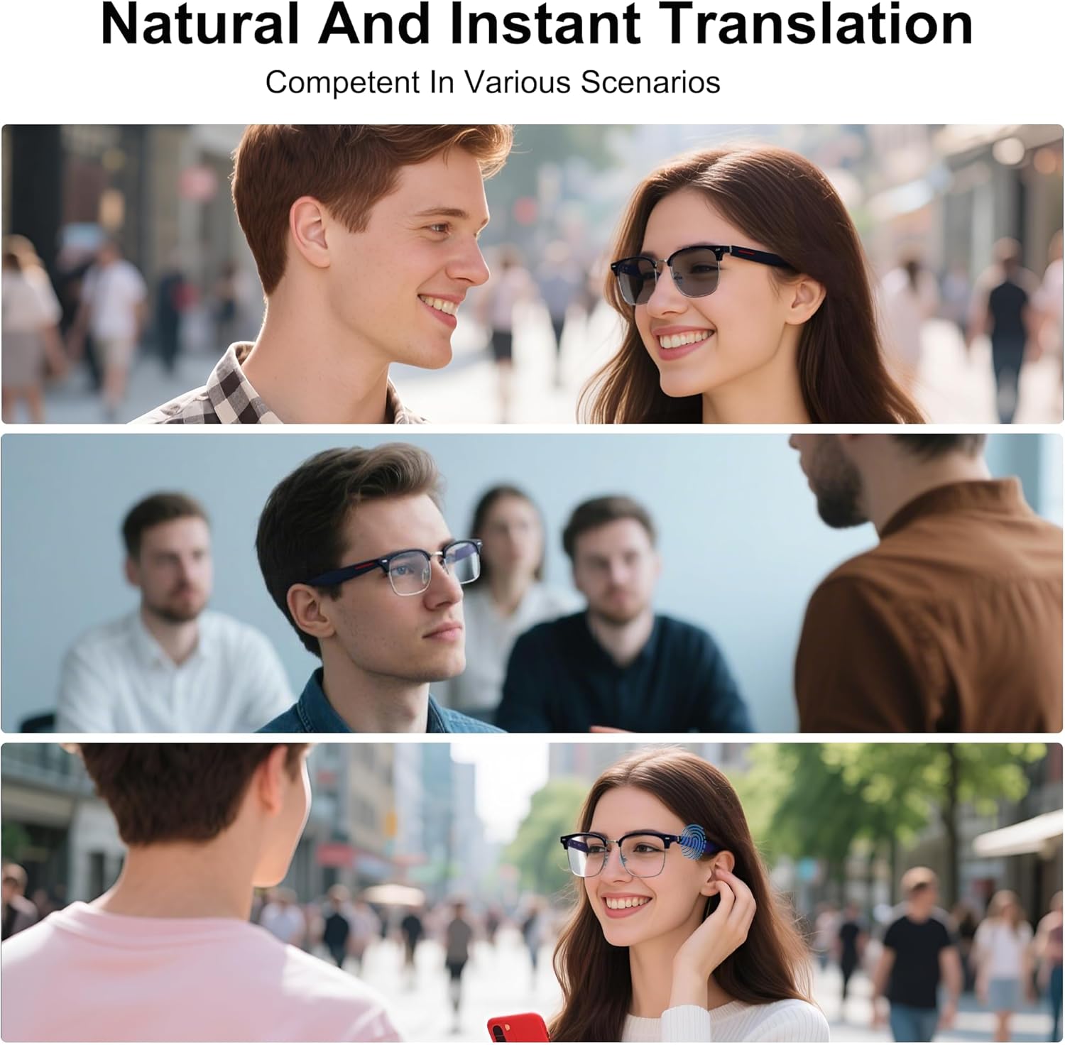 AI Smart Translation Glasses: 110+ Languages, Photochromic Lenses, Bluetooth – Ideal for Travel, Business & Daily Use（black） - Image 5