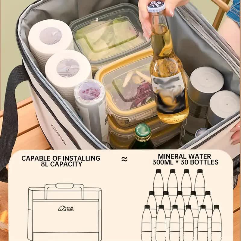 Beige Insulated Picnic Cooler Bag: Portable Waterproof Ice Bag for Outdoor Camping, Picnics & Home Use（17L） - Image 4