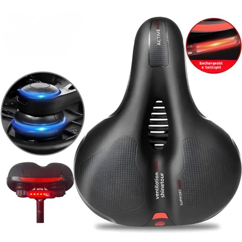 Bike Saddle with Rechargeable Taillight: 21×25×11cm Silicone Seat, 700g, Wrench Included for Aussie Cyclists - Image 1