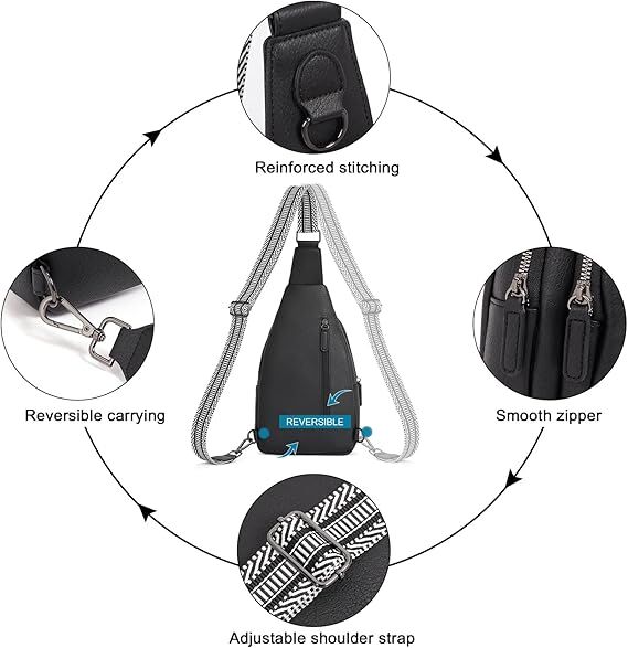 Black Faux Leather Sling Bag: Unisex, Spacious, Reversible Crossbody for Aussies - Image 5
