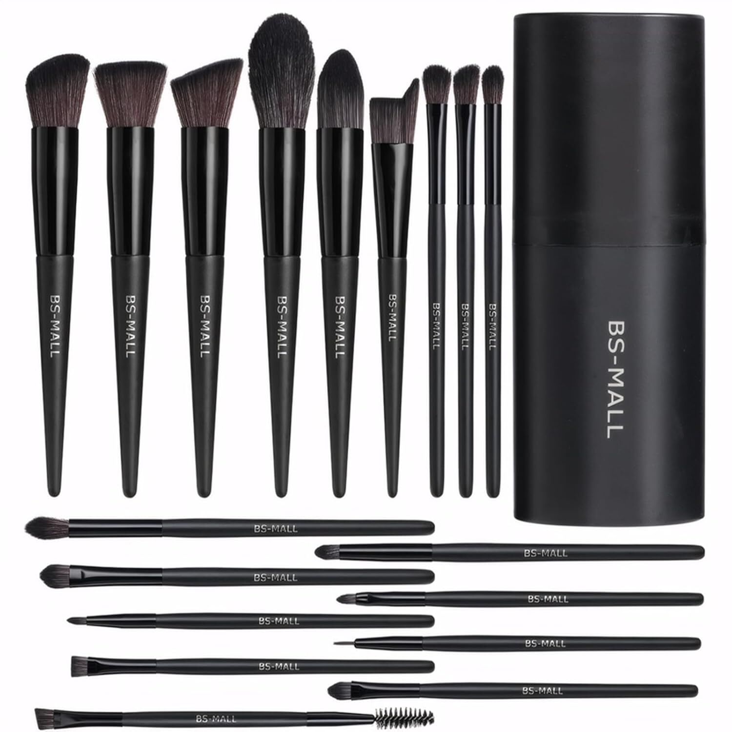Black Professional Makeup Brush Set (18-Piece): Cruelty-Free, Versatile for Foundation, Blush & Eyeshadow, Ideal for Aussies - Image 1
