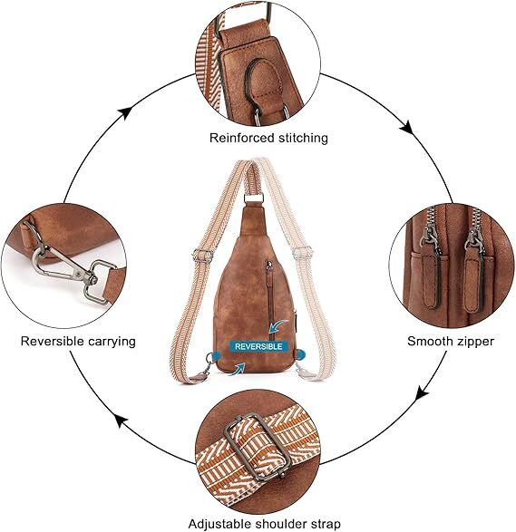 Brown Faux Leather Sling Bag: Unisex, Spacious, Reversible Crossbody for Aussies - Image 5