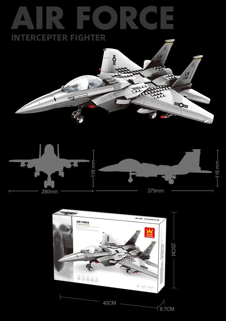 Christmas gift F-15 Eagle Fighter Jet Building Blocks Set, 223 Pieces Military Aircraft Model Kit for Kids & Enthusiasts（F15 fighter） - Image 3