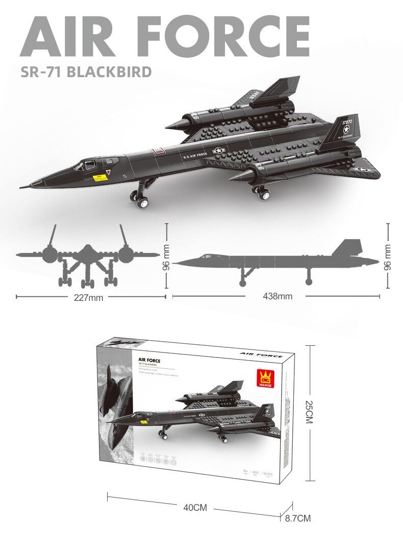 Christmas gift SR-71 Blackbird Reconnaissance Aircraft Building Blocks Set, 183 Pieces Military Model Kit for Kids Aged 6+ & Enthusiasts（SQ71 reconnaissance plane） - Image 3