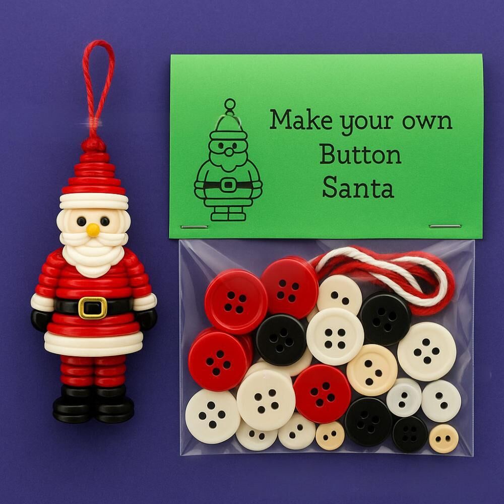 Christmas gift Christmas Button Ornament - Festive Santa Design Craft Kit （Red Christmas tree） - Image 2