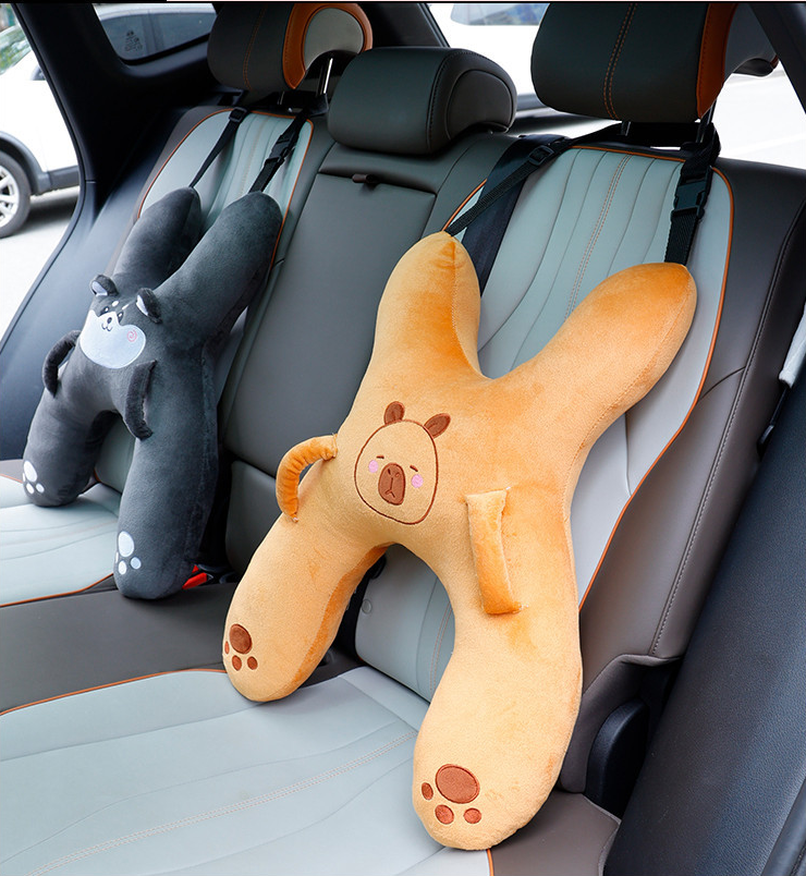 Christmas gift for kids-Kids Travel Pillow, Ergonomic Plush Support for Car Rides, Comfortable Sleep Companion for Children（brown Capibala） - Image 3