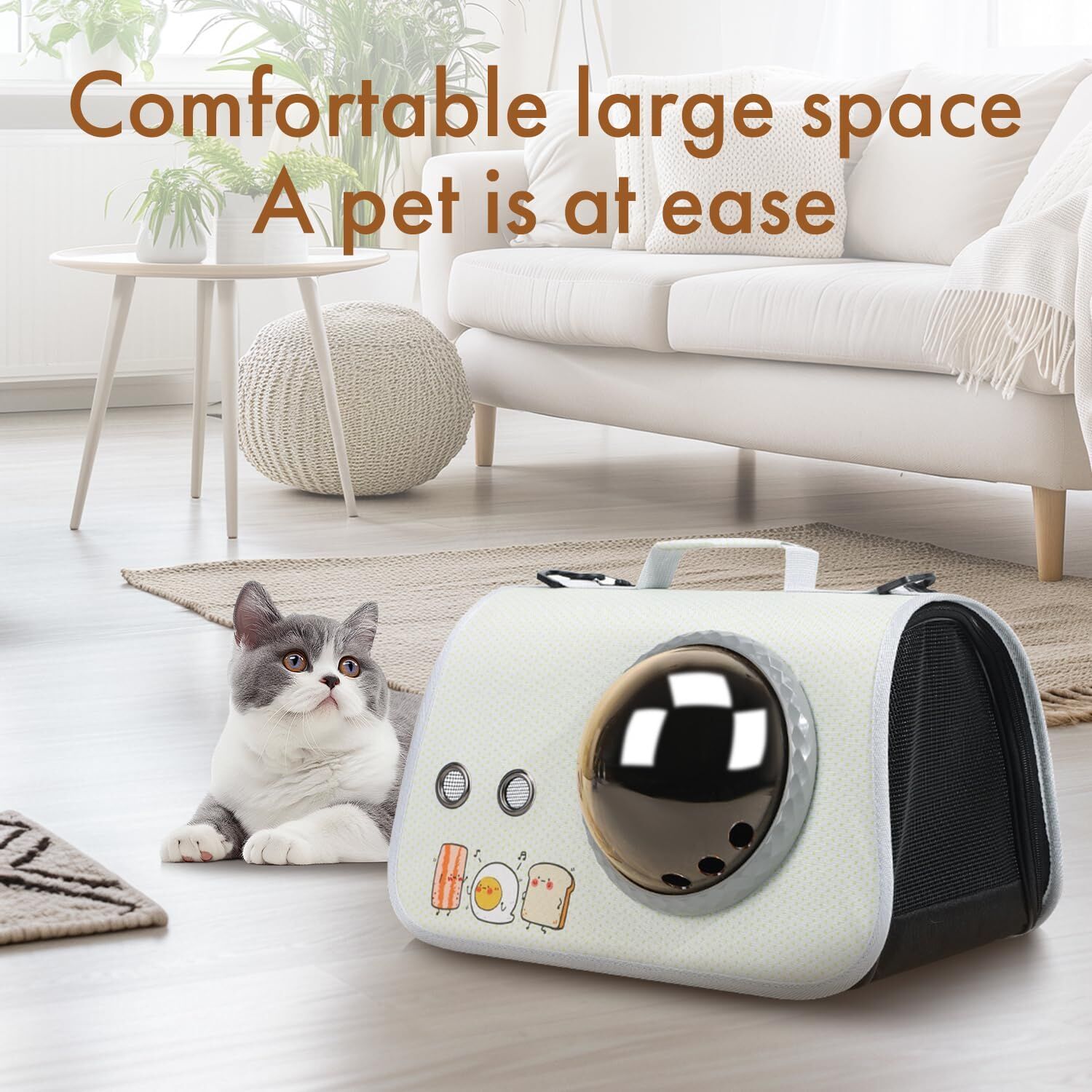 pet products Printed Space Capsule Cat Bag, Large Capacity Crossbody Dog Bag, Universal Pet Bag for All Seasons - Image 5