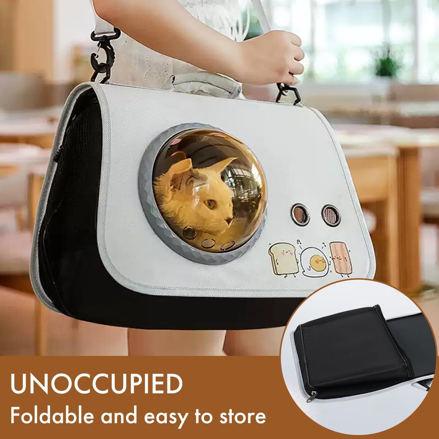 pet products Printed Space Capsule Cat Bag, Large Capacity Crossbody Dog Bag, Universal Pet Bag for All Seasons - Image 5