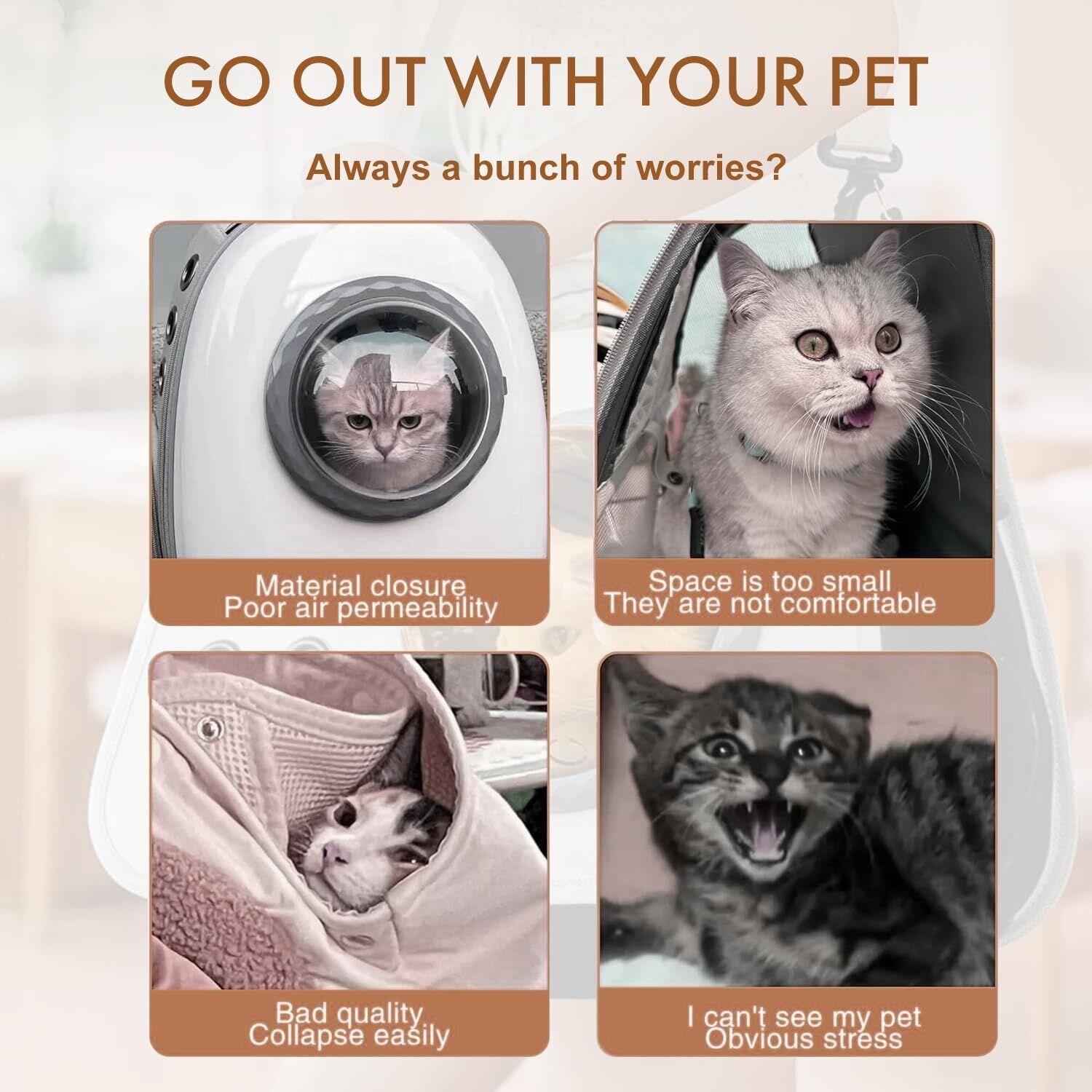 pet products Printed Space Capsule Cat Bag, Large Capacity Crossbody Dog Bag, Universal Pet Bag for All Seasons - Image 7