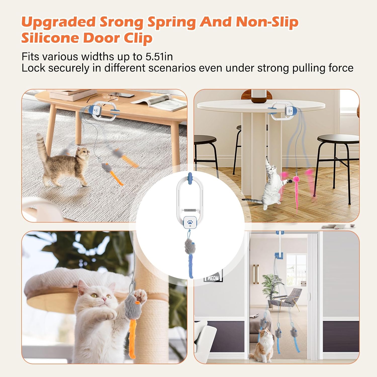 Rechargeable Electric Cat Teaser with Remote: Interactive 2-Mode Door Clip Toy for Australian Cats’ Exercise & Fun (Blue) - Image 8