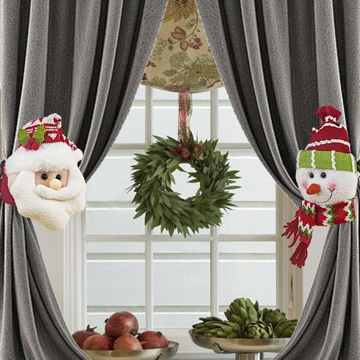 Christmas gift Warm Christmas Atmosphere - Festive Curtain Tie Decorations - Santa & Snowman Designs - Cozy Knitted Fabric（Santa Claus） - Image 4