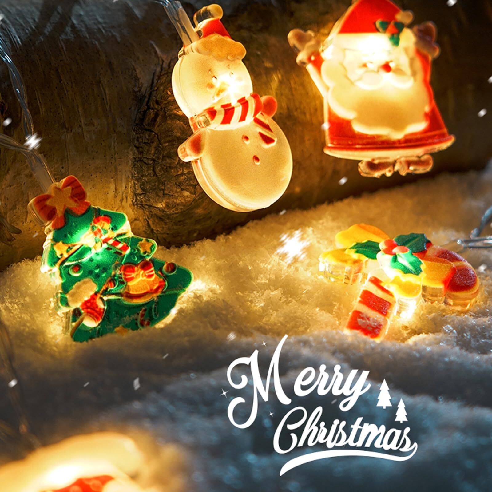 10M 80-LED Christmas Fairy String Lights: Santa/Snowman/Wreath Battery-Powered Warm White Decor for Home/Party - Image 3