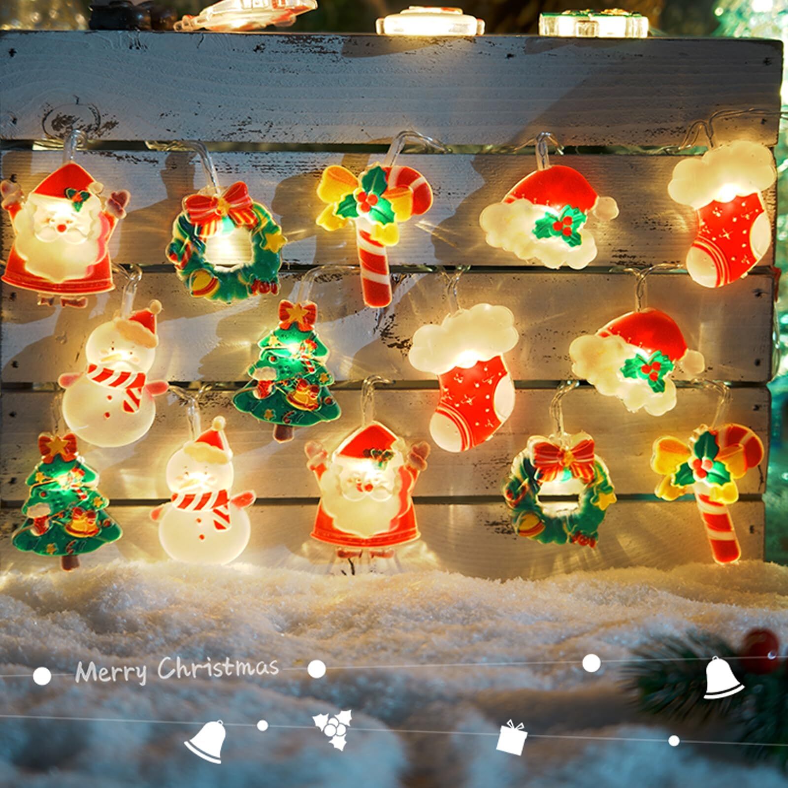10M 80-LED Christmas Fairy String Lights: Santa/Snowman/Wreath Battery-Powered Warm White Decor for Home/Party - Image 6