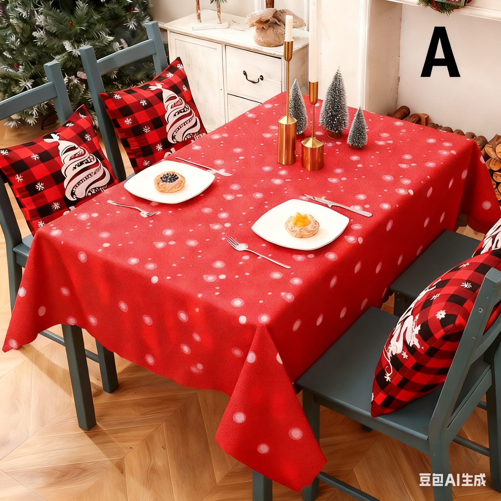 Christmas gift Christmas Tablecloth - Festive 180x150cm Table Cover for Holiday Dining & Home Decor（A） - Image 1