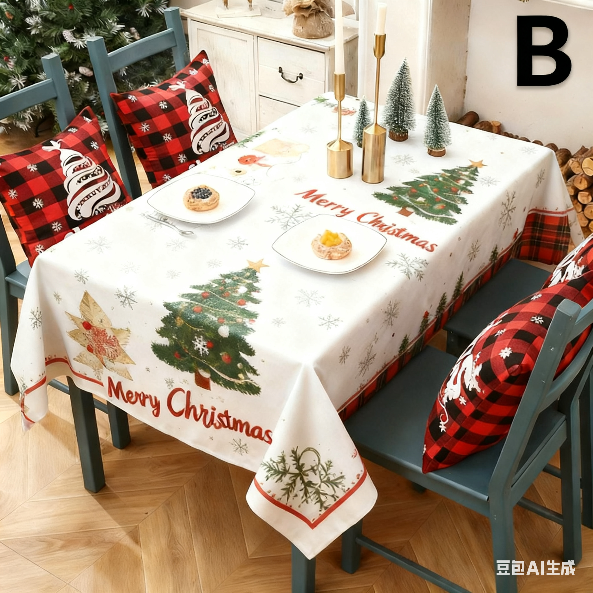Christmas gift Christmas Tablecloth - Festive 180x150cm Table Cover for Holiday Dining & Home Decor（A） - Image 2