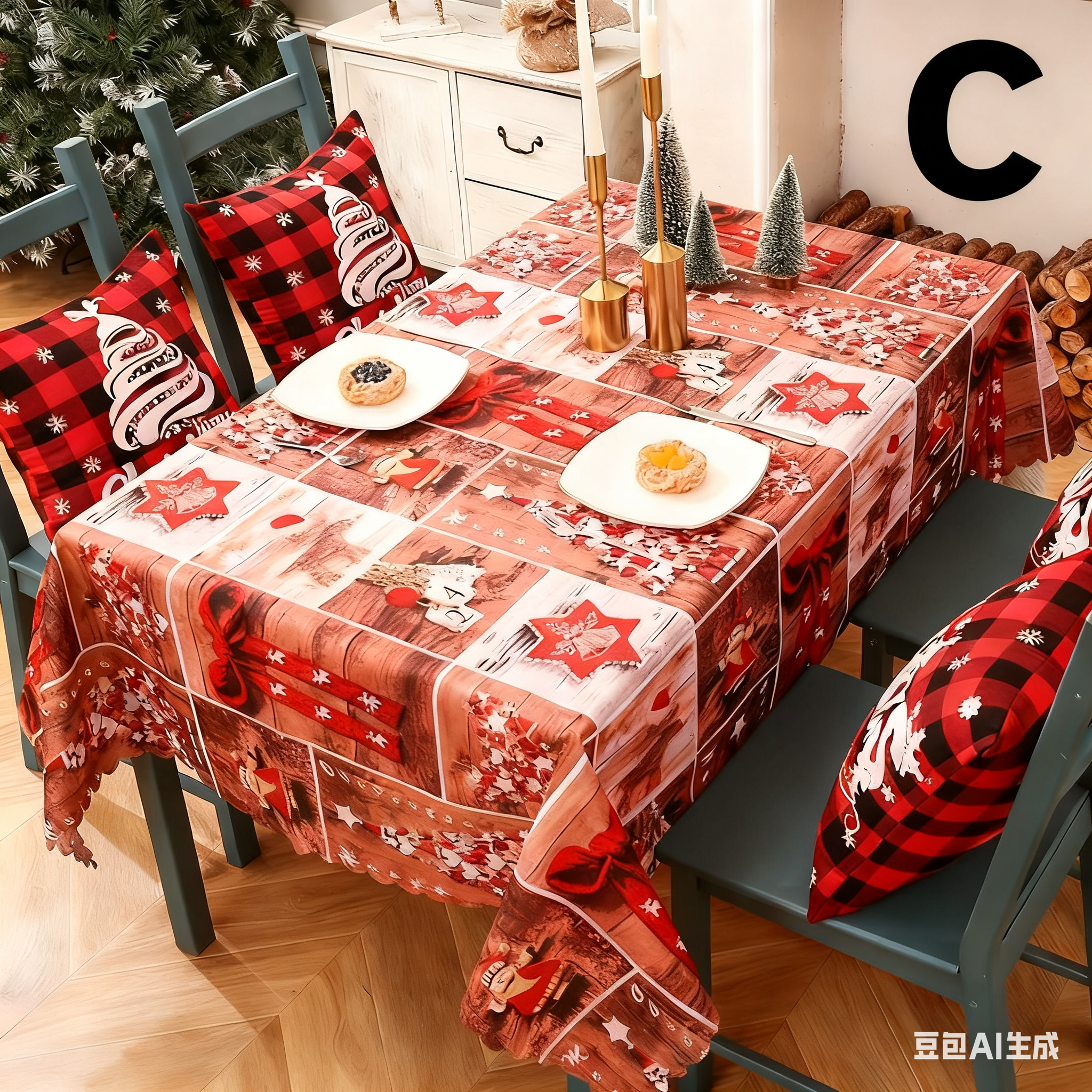 Christmas gift Christmas Tablecloth - Festive 180x150cm Table Cover for Holiday Dining & Home Decor（A） - Image 4
