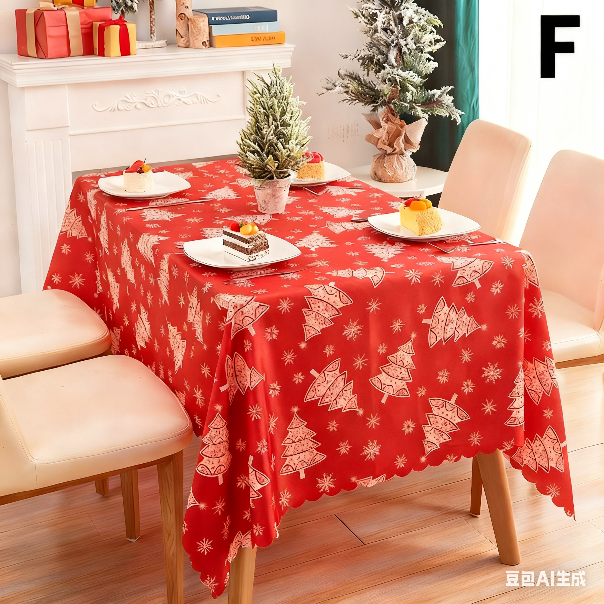 Christmas gift Christmas Tablecloth - Festive 180x150cm Table Cover for Holiday Dining & Home Decor（F） - Image 1