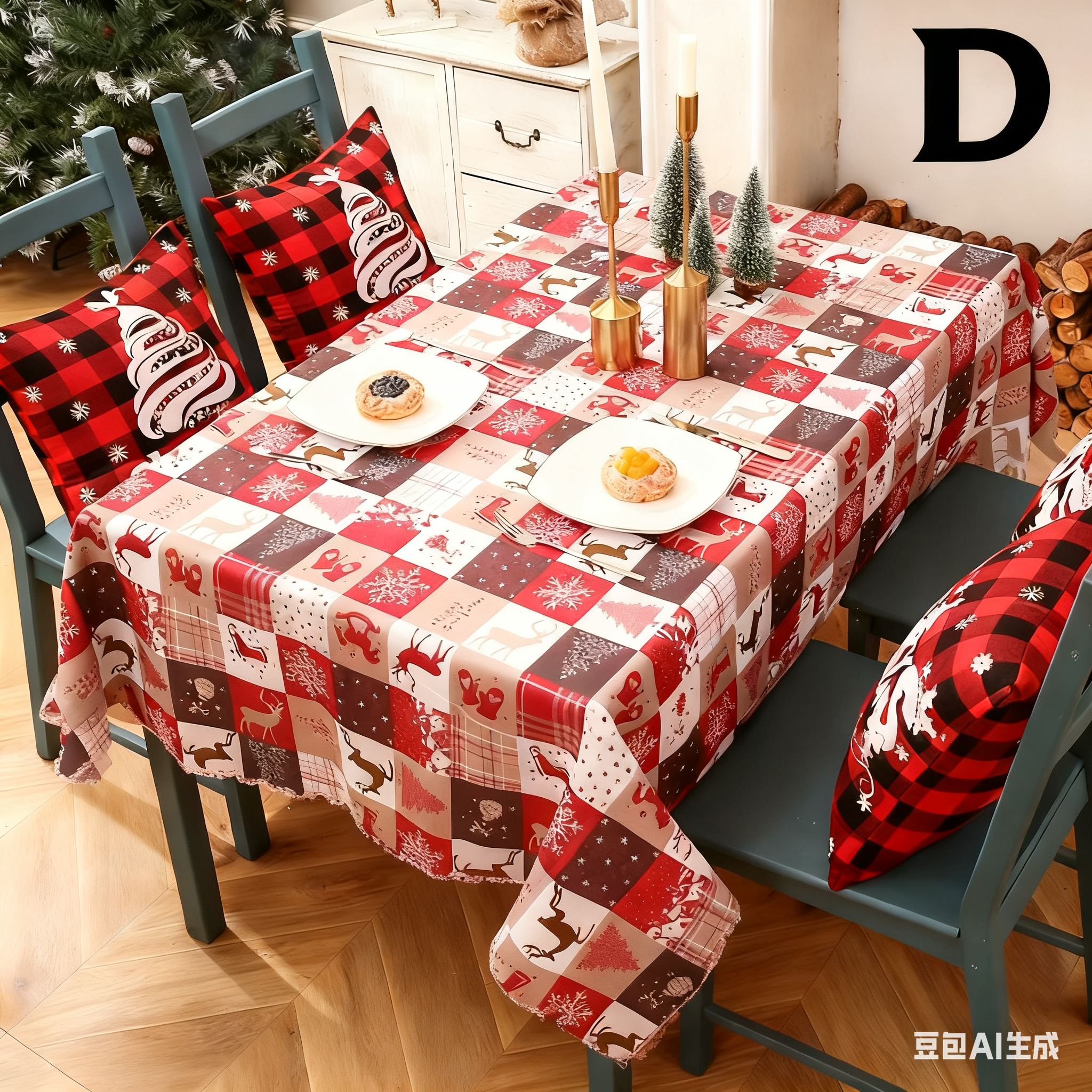 Christmas gift Christmas Tablecloth - Festive 180x150cm Table Cover for Holiday Dining & Home Decor（F） - Image 5