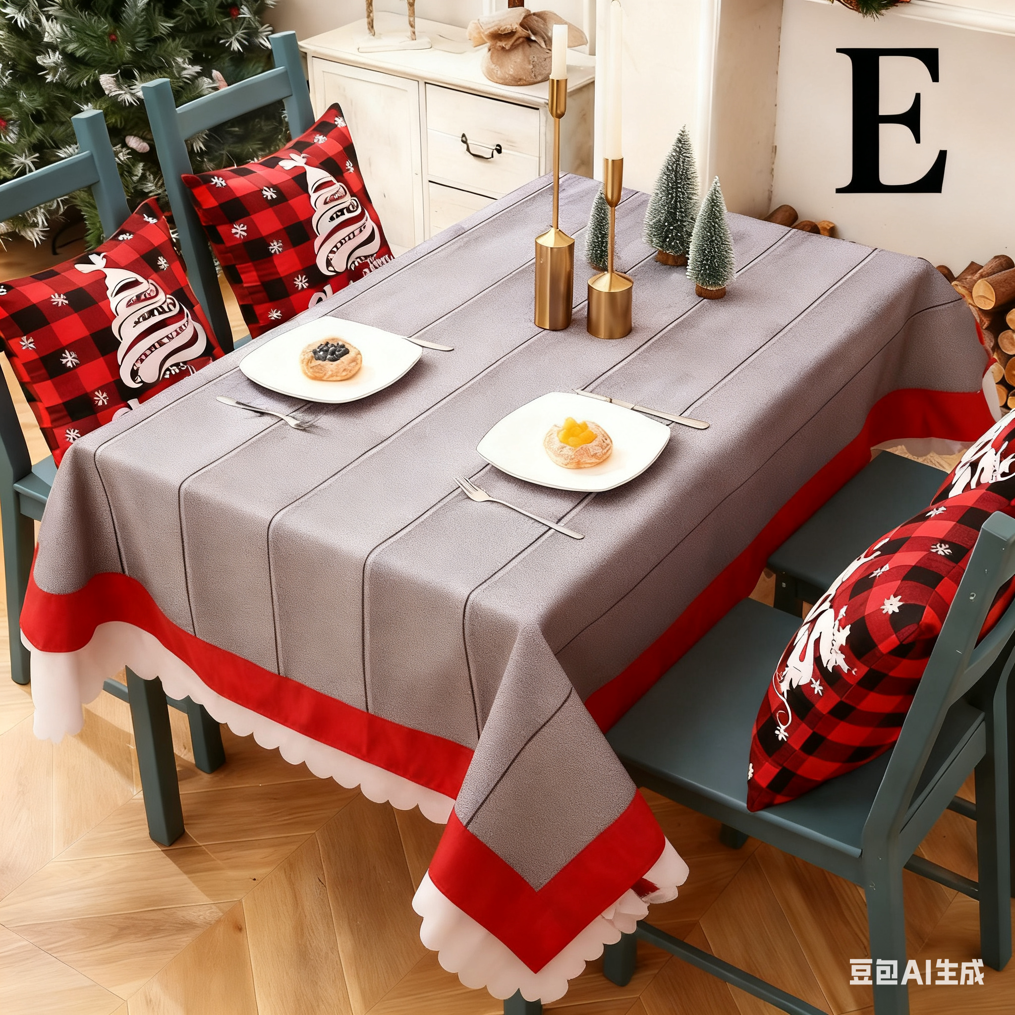 Christmas gift Christmas Tablecloth - Festive 180x150cm Table Cover for Holiday Dining & Home Decor（F） - Image 6