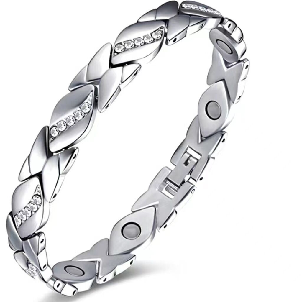 Christmas gift Stylish Ancient Copper Magnetic Therapy Bracelet with Diamond Accents - Enhance Health & Elegance（Rose gold） - Image 5