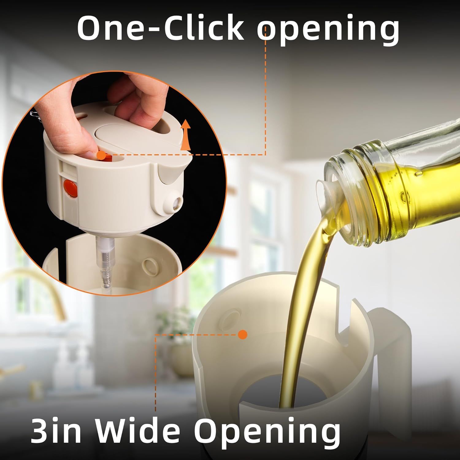 2-in-1 Oil Sprayer & Dispenser with Precision Spray, Wide-Mouth Refill, 500ml Glass Bottle for Air Fryer, Grilling, Salads (White) - Image 4