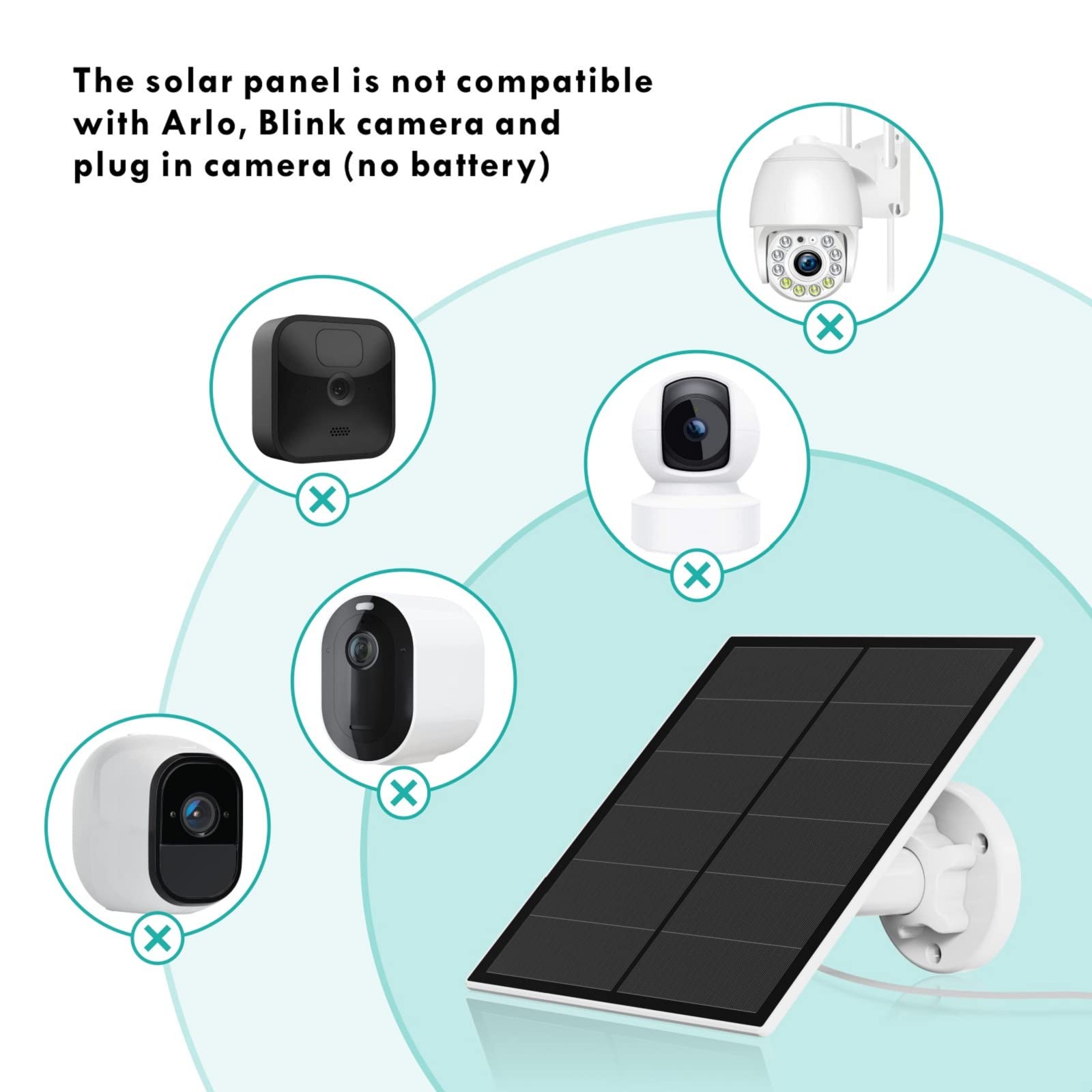 5W Solar Panel for Outdoor Security Camera – 5V USB Charger with 9.8ft Cable, IP65 Waterproof, Adjustable Mount, Compatible with Most Battery Cameras (White) - Image 3
