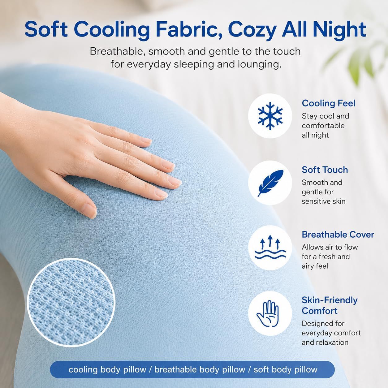 Pea Pod Shape Body Pillow for Adults Full-Body Support Side Sleeper Pillow, Pregnancy Back Pain Relief, Soft Hug Pillow with Memory Fiber Filling - Image 6