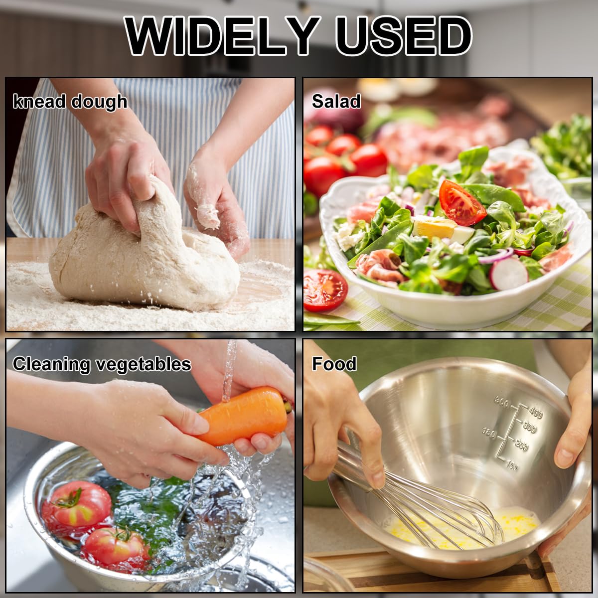 5-Piece Stainless Steel Mixing Bowl Set for Baking, Salad, Dough & Food Prep – Nesting Design with Measurement Marks and Durable Finish (Silver) - Image 8