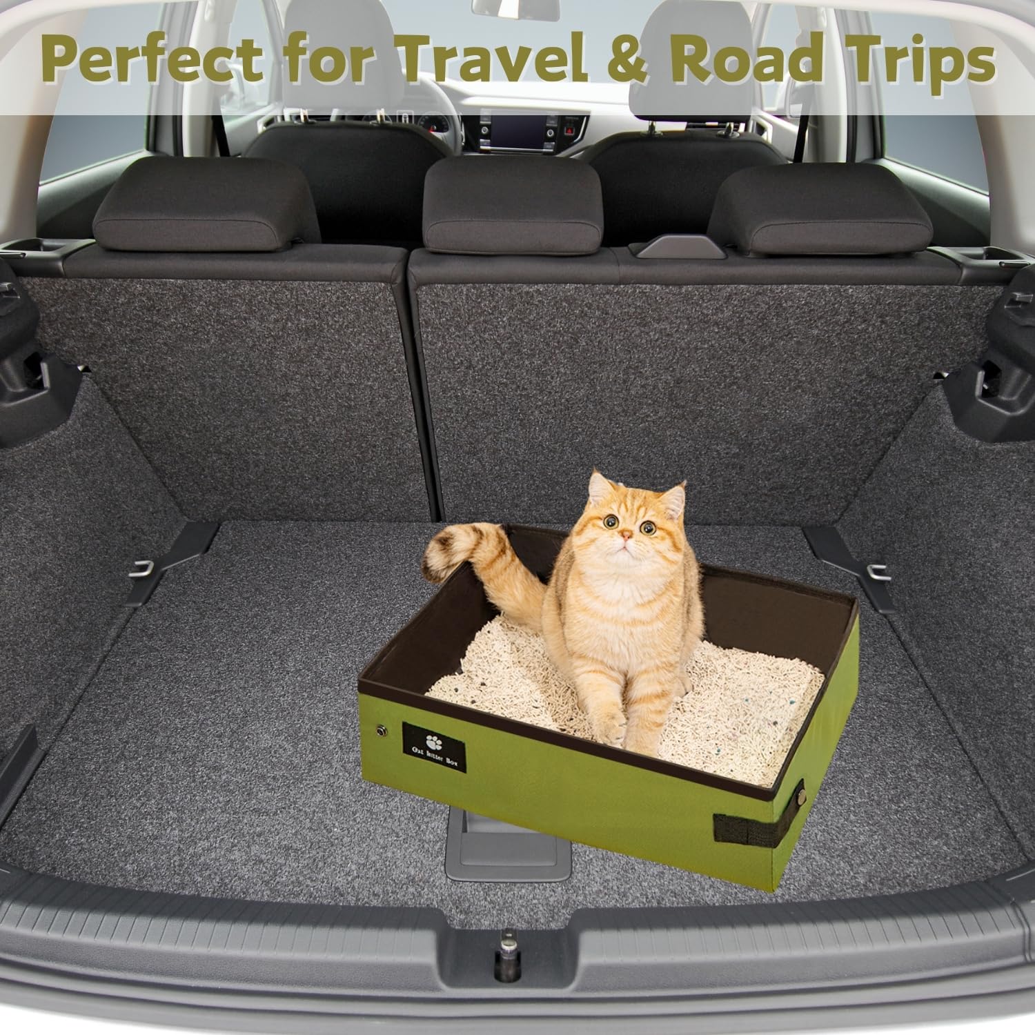 Portable Foldable Cat Litter Box – Waterproof, Leak-Proof Travel Cat Toilet with Large Opening, Ideal for Camping, Hotel Stays, Road Trips (Green) - Image 7