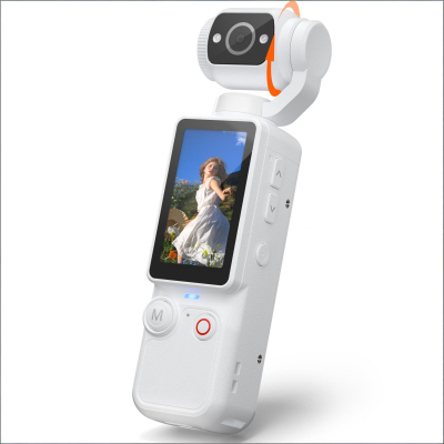 Handheld Pocket Camera – 2.5K UHD, 180° Rotating Lens, Fill Light, 2000mAh Battery, No App Needed, 32GB Included, for Vlog & Travel (White) - Image 1