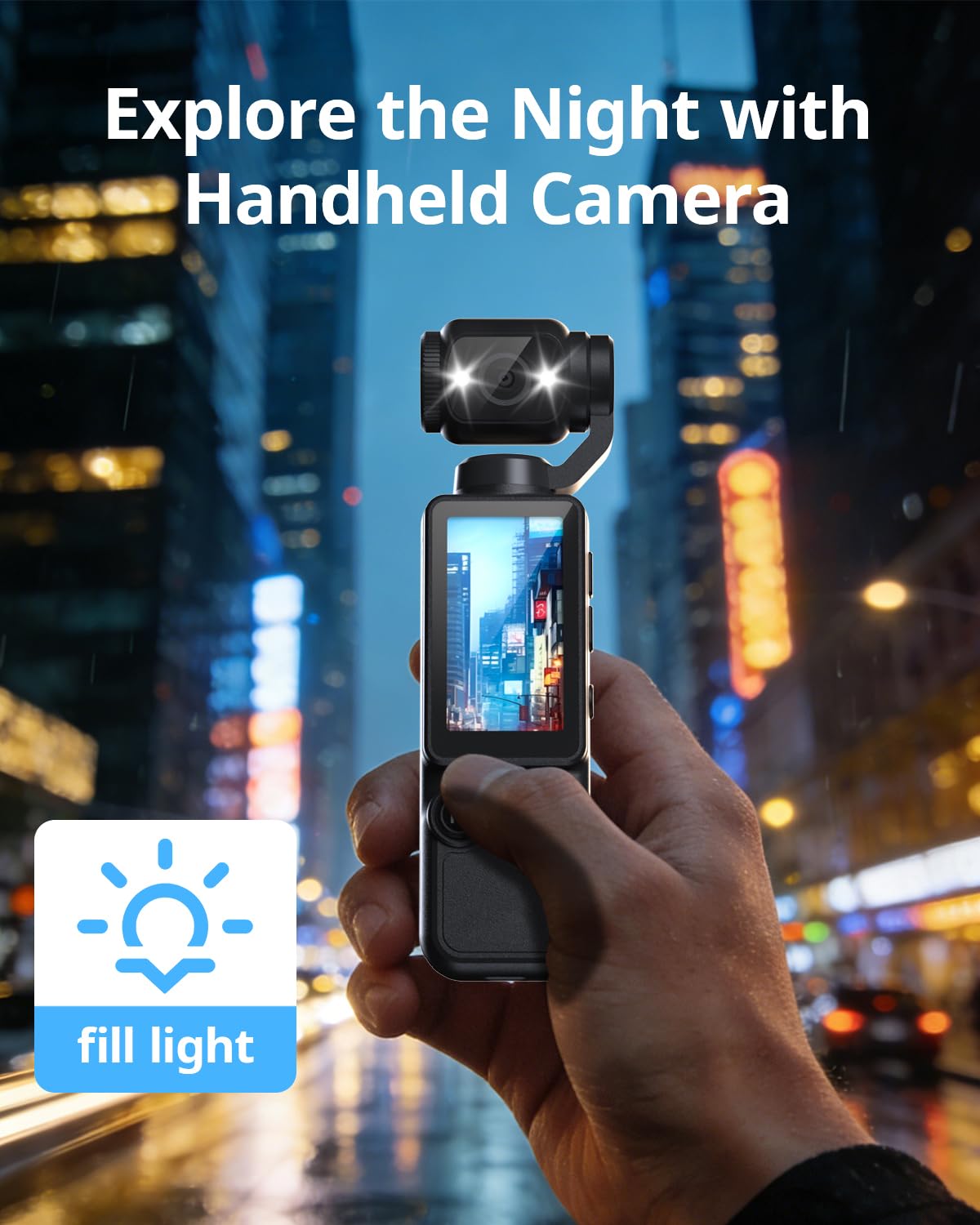 Handheld Pocket Camera – 2.5K UHD, 180° Rotating Lens, Fill Light, 2000mAh Battery, No App Needed, 32GB Included, for Vlog & Travel (Black) - Image 6
