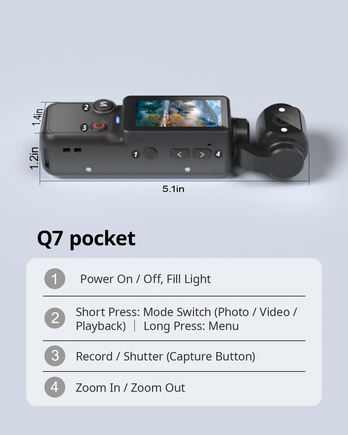 Handheld Pocket Camera – 2.5K UHD, 180° Rotating Lens, Fill Light, 2000mAh Battery, No App Needed, 32GB Included, for Vlog & Travel (Black) - Image 8